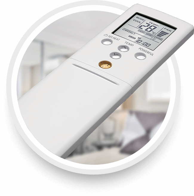 Picture of a Rheem mini-split remote controller for your home.