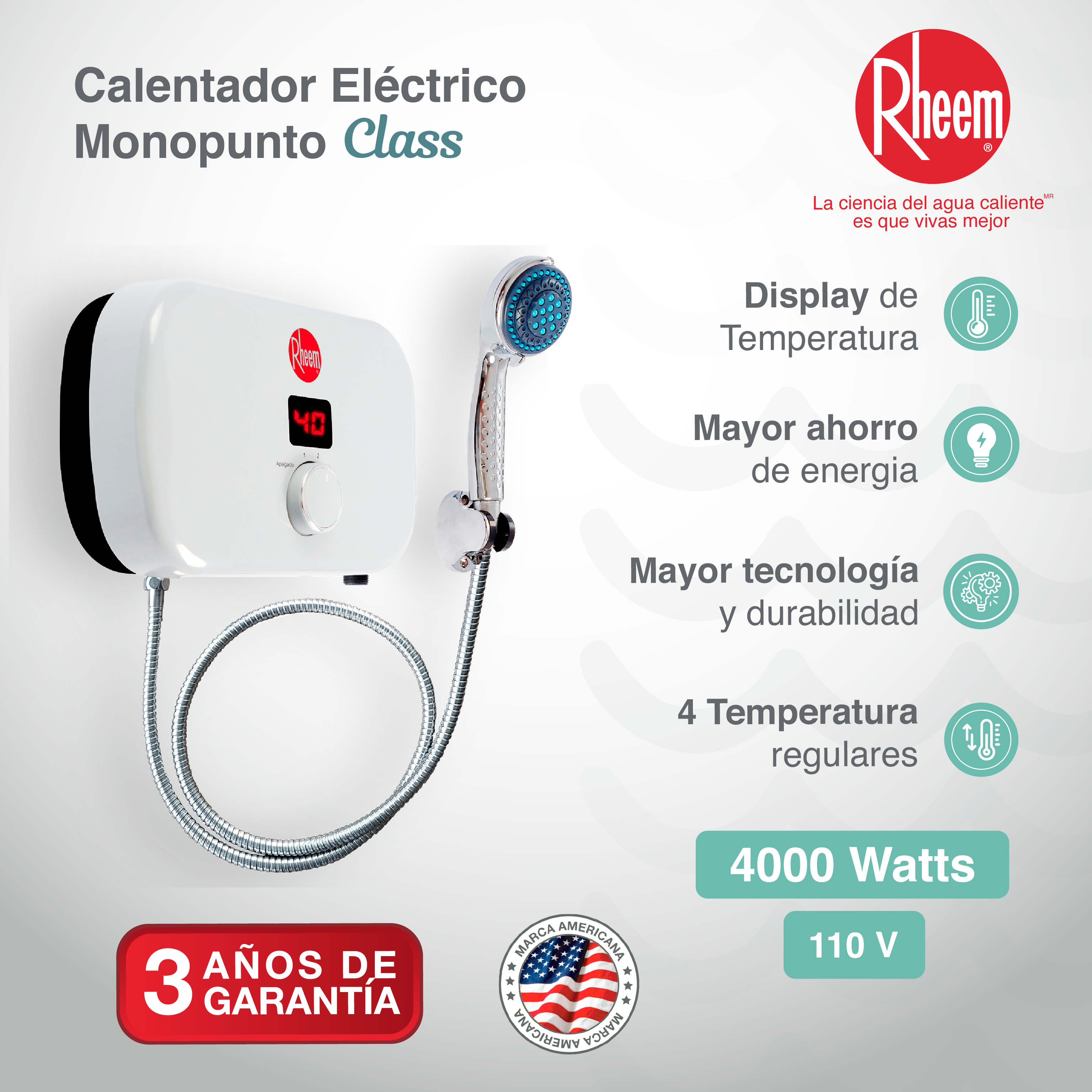Calentador de agua eléctrico Class 110v 4kw - Rheem Colombia
