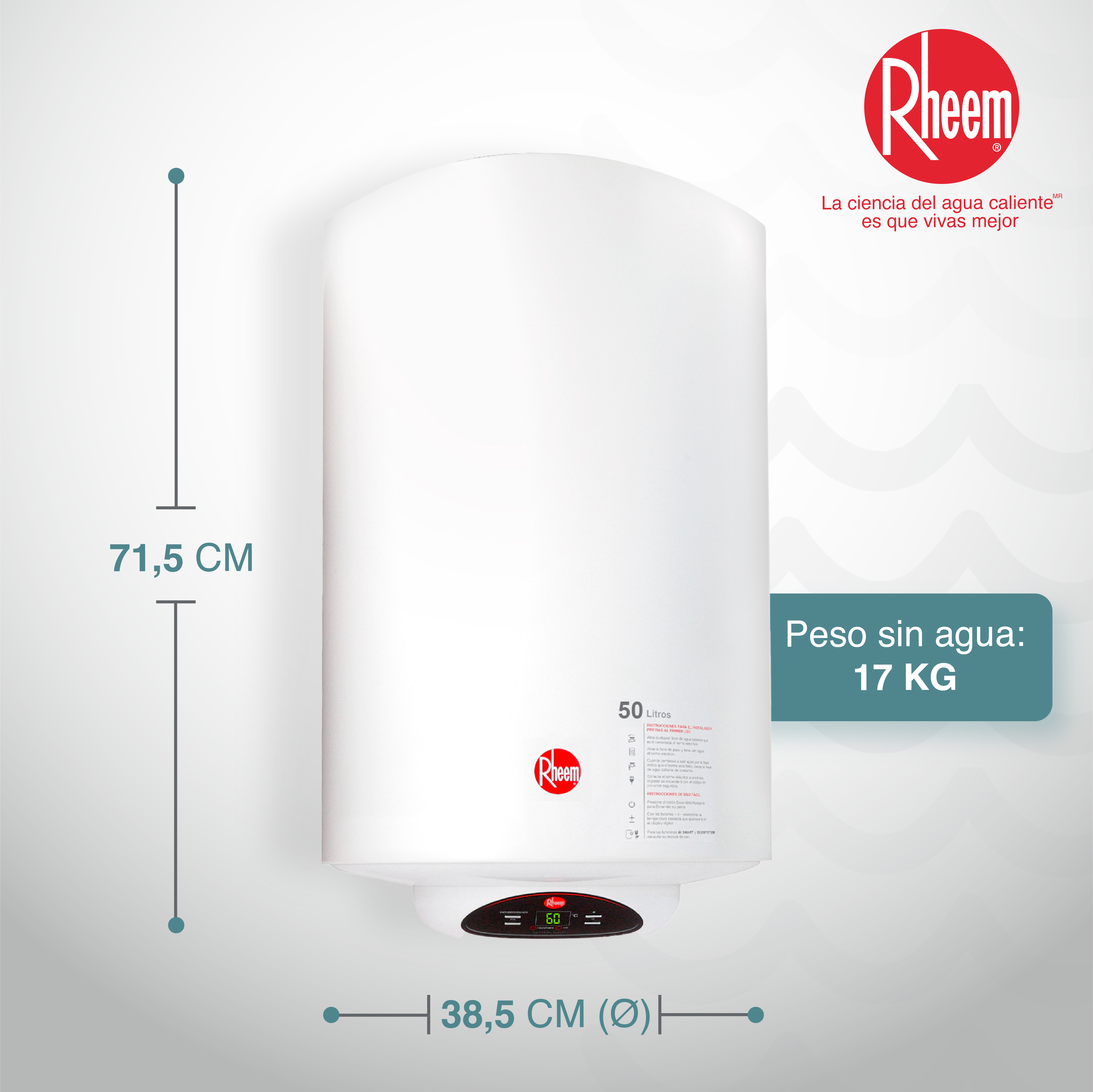 Calentador De Acumulación Eléctrico 13 galones / 50 Litros - Rheem Colombia