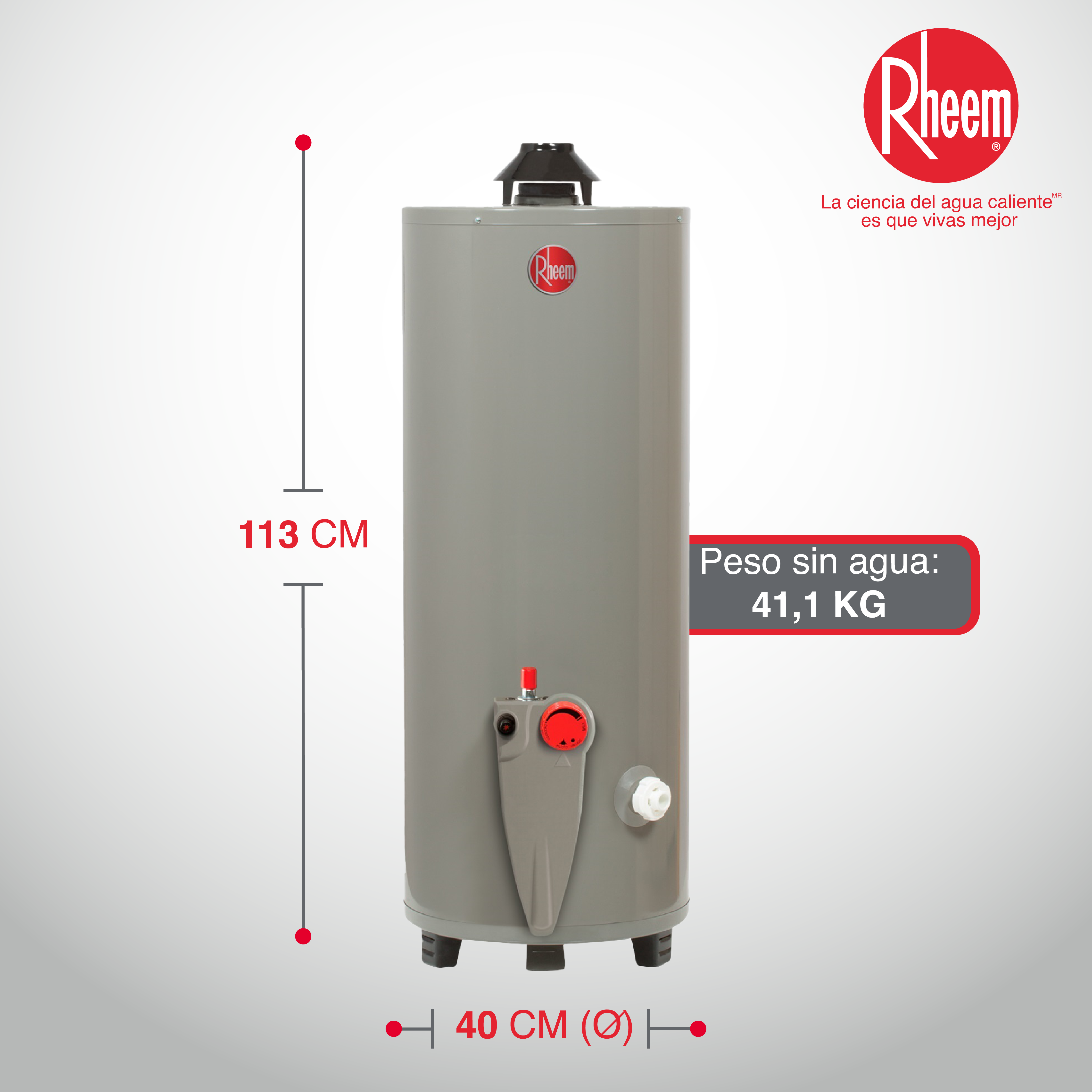 Calentador de agua a gas de acumulación 20 galones / 76 Litros - Rheem  Colombia