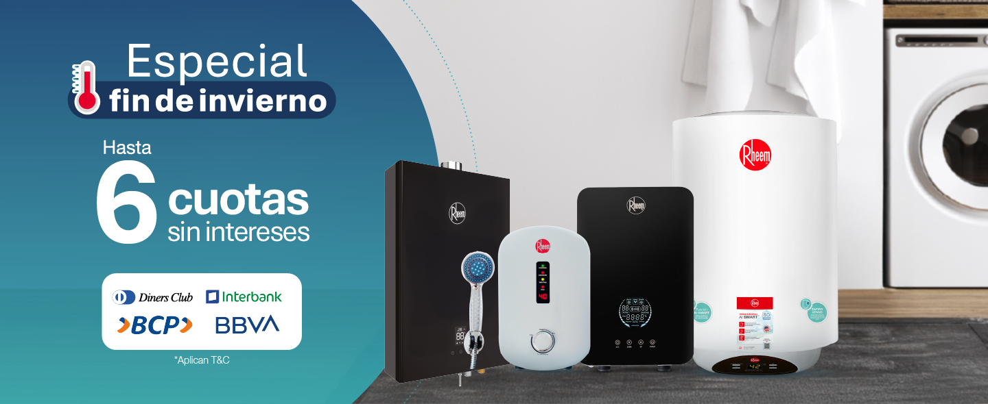 Descuentos por fin de invierno en todo termas y rapiduchas Rheem.